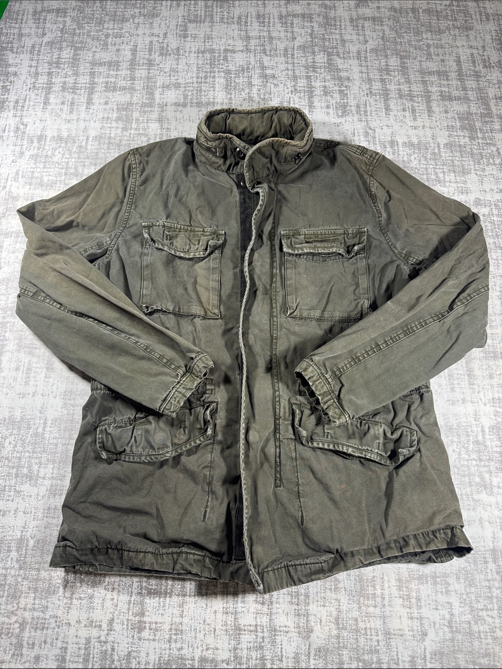 Men's Olive Green Field Jacket - Casual Utility Coat sz Small 27X20.5 ptp